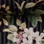 Preview: Baumwollsatin Martha Blumen , Streifen auf schwarz