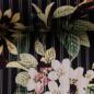 Preview: Baumwollsatin Martha Blumen , Streifen auf schwarz