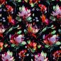 Preview: Viskosewebware Malis bunte Blumen auf schwarz