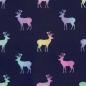 Preview: Baumwollstoff JOYFUL CHRISTMAS Rentiere Regenbogen auf blau