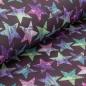 Preview: Softshell bunte Sterne auf Aubergine/violett