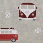 Mobile Preview: Dekostoff Emilio, Leinenoptik, VW-Bullis, rot