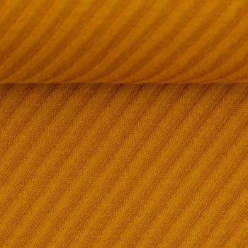 Jacquardjersey Sarina mit diagonalen Streifen Senfgelb