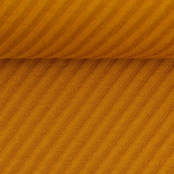 Jacquardjersey Sarina mit diagonalen Streifen Senfgelb