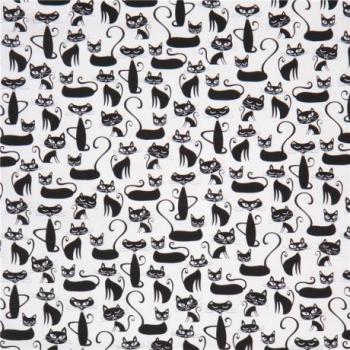 Robert Kaufman - Robin Zingone - Whiskers & Tails - Katzen in Schwarz auf Weiß - Baumwollstoff - Kopie