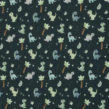 Jersey Panel - Little Legend by Mrs. Mint grau - Kombistoff bunte Dinos
