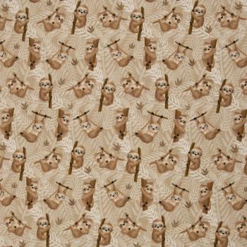 Baumwolljersey Swafing - Lazy Jungle by Mrs. Mint grau - Kombistoff Faultier