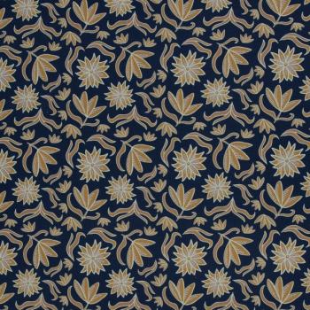 Dekostoff Swafing Retro Flowers by Emjo dunkelblau,Senf