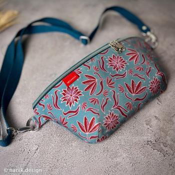 Dekostoff Swafing Retro Flowers by Emjo Design türkis-rot