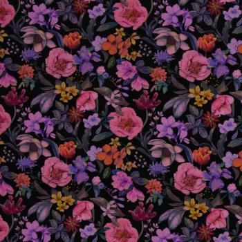 Baumwolljersey Elias-Blumen auf schwarz