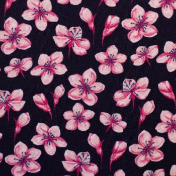 Baumwolljersey Kalamos Swafing Blumen auf dunkelblau