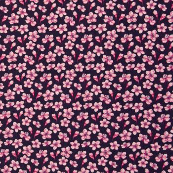Baumwolljersey Kalamos Swafing Blumen auf dunkelblau