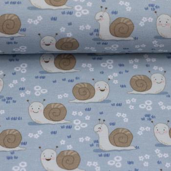 Baumwolljersey Kids by JaTiJu Swafing - Schnecken hellblau