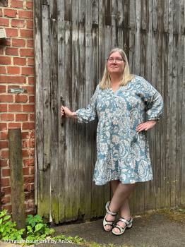 Double Slub Musselin Swafing HAREN Ornamente auf rauchblau