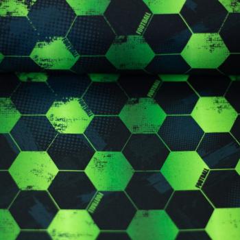 Baumwollstoff Fussball schwarz-grün