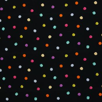 Baumwolljersey Flowerpop bunte Punkte auf schwarz Swafing