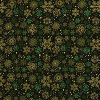 Baumwollstoff JOYFUL CHRISTMAS Sterne auf Grün