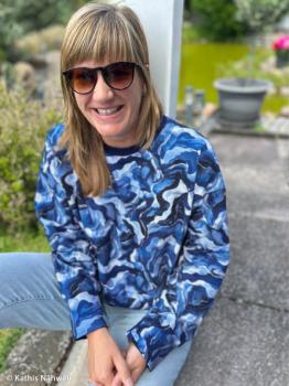 French Terry Swafing JUDITH Blau-weiß