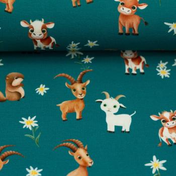 Baumwolljersey Swafing ALPENLIEBE by Mrs mint design - Bergtiere