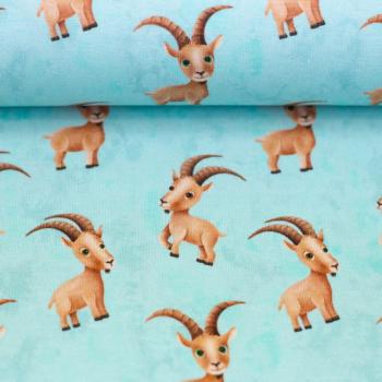 Baumwolljersey Swafing ALPENLIEBE by Mrs mint Design Steinböcke