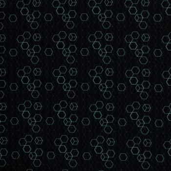 Baumwollstoff Hitech Hexagons mint auf schwarz