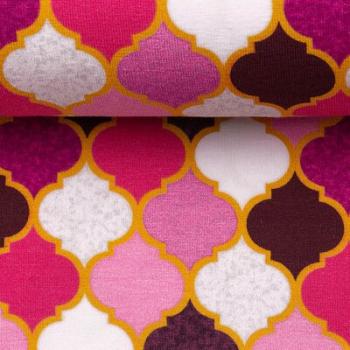 Baumwolljersey Moroccan Tiles by lycklig design - Swafing - bordeaux/pink