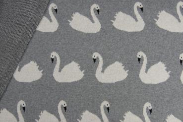 Strick Jacquard Schwan , grau