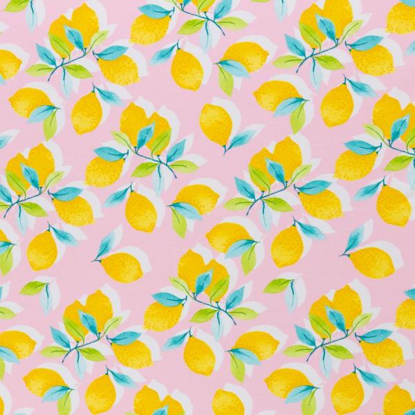 Baumwolljersey Lemon and Sun Swafing - Zitronen auf rosa