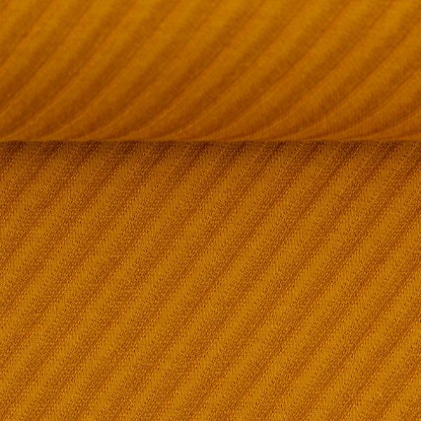 Jacquardjersey Sarina mit diagonalen Streifen Senfgelb