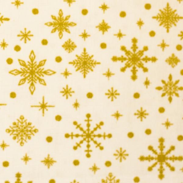 Baumwollstoff Neuss - Goldene Schneeflocken auf weiß