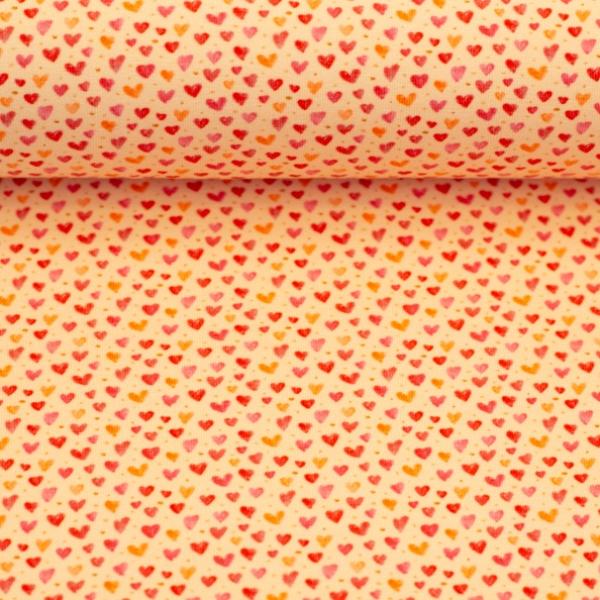 Baumwolljersey JONA Swafing - Herzen apricot