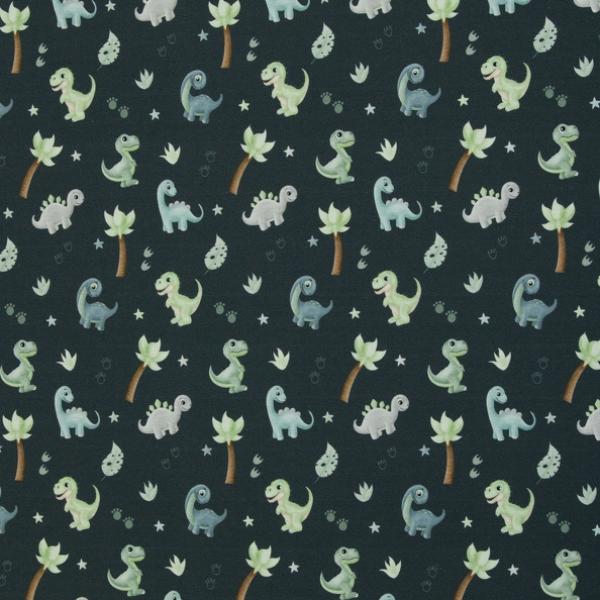 Jersey Panel - Little Legend by Mrs. Mint grau - Kombistoff bunte Dinos
