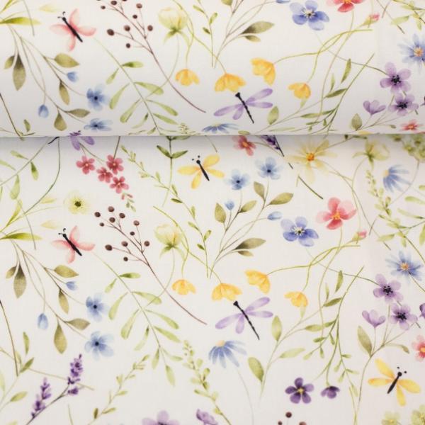 Baumwollstoff TARRENZ Swafing - Blumen und Schmetterlinge