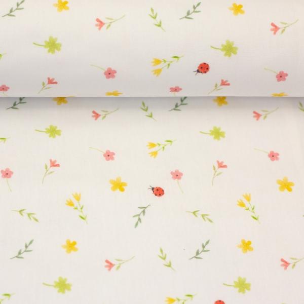 Baumwollstoff TARRENZ Swafing - Blumen u Käferchen auf weiß