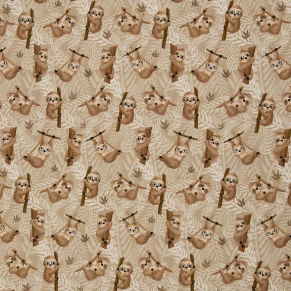 Baumwolljersey Swafing - Lazy Jungle by Mrs. Mint grau - Kombistoff Faultier