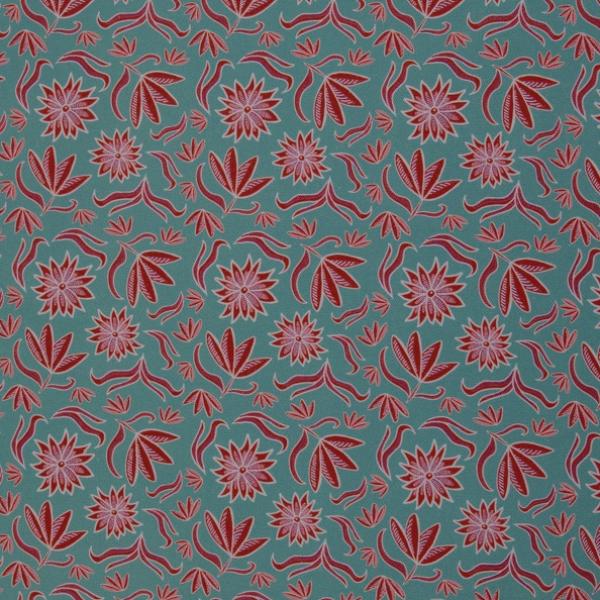 Dekostoff Swafing Retro Flowers by Emjo Design türkis-rot