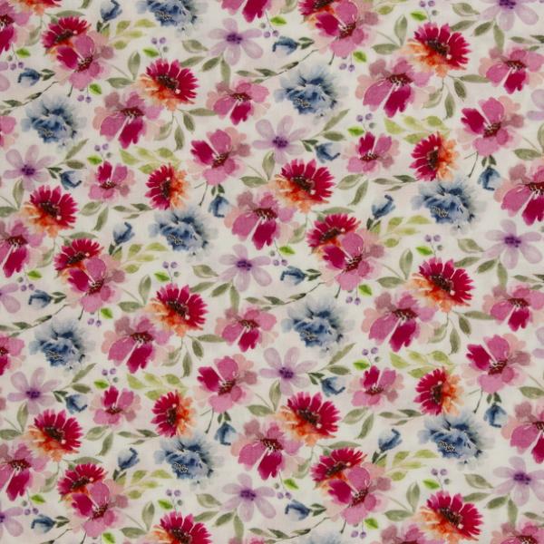 Musselin -Thea Blumen pink bunt