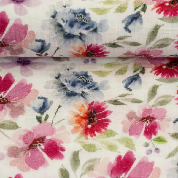 Musselin -Thea Blumen pink bunt