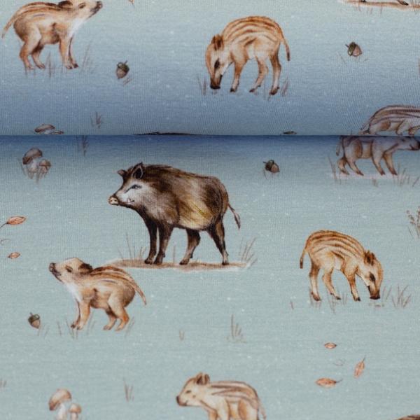 Baumwolljersey Life in the Forest by Christiane Zielinski - Wildschweine