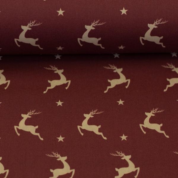 Baumwollstoff BJÖRN Swafing Rentiere Bordeaux