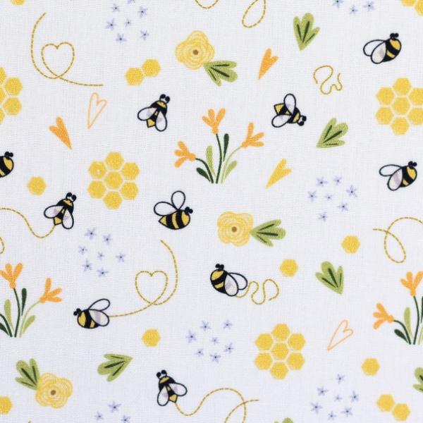 Baumwollstoff TIM Swafing kleine Bienen auf weiß