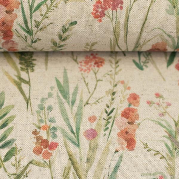 Dekostoff Swafing Linea, Baumwolle-Leinen Blumen