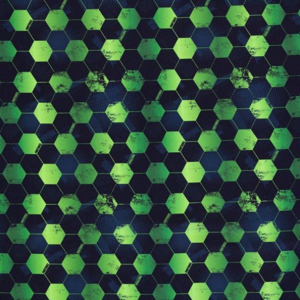 Baumwollstoff Fussball schwarz-grün