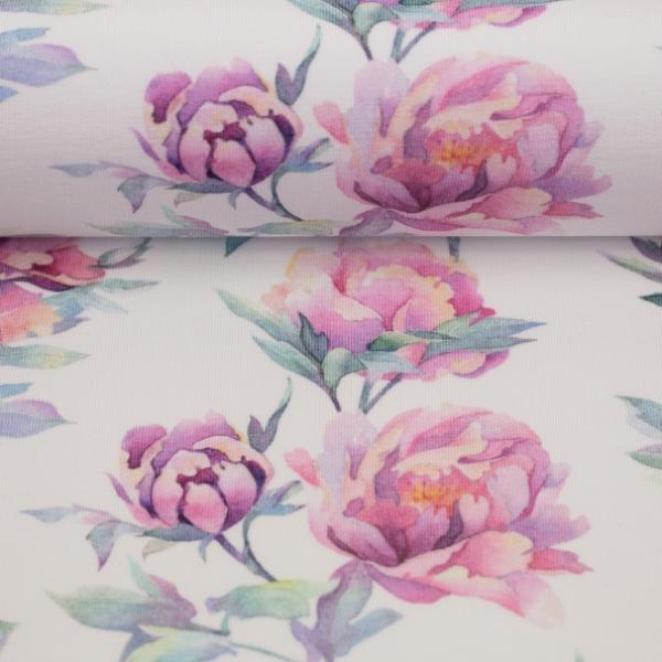 Modal-French Terry Swafing KIRA weiß Pastellblumen