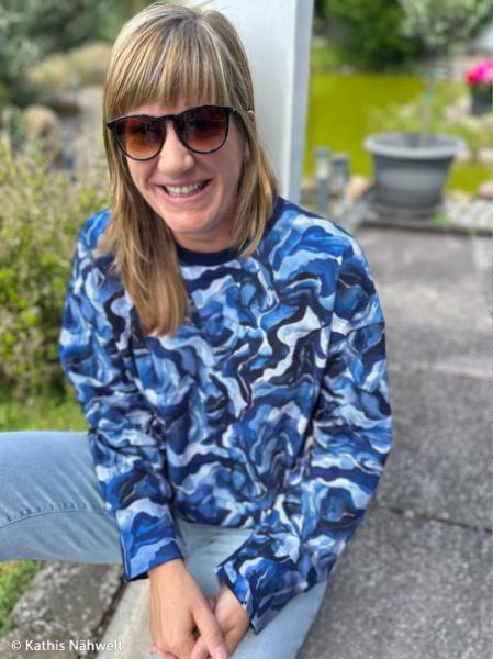 French Terry Swafing JUDITH Blau-weiß