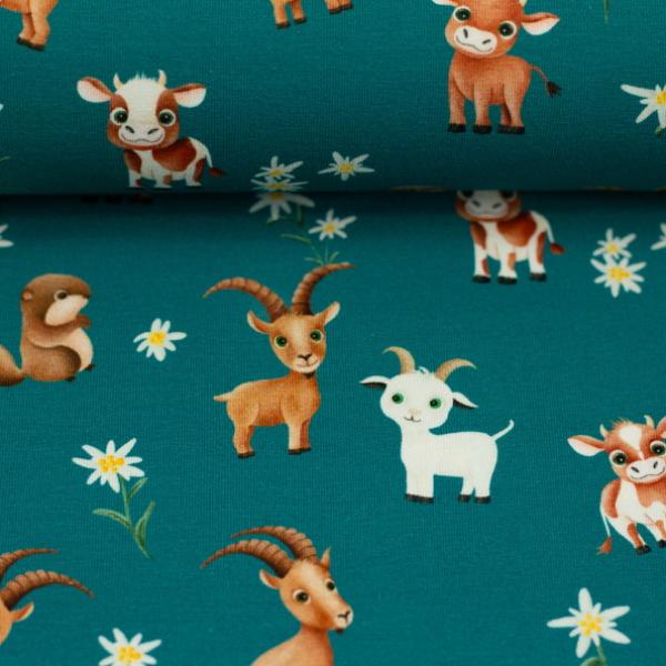 Baumwolljersey Swafing ALPENLIEBE by Mrs mint design - Bergtiere