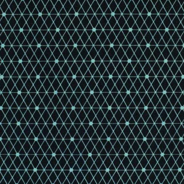 Baumwollstoff Hitech Dreiecke mit Punkten mint auf schwarz