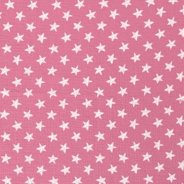 Musselin Sterne dunkles rosa