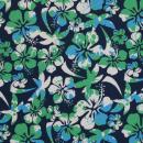 Polojersey Malta Swafing, Blumen  weiß, grün auf blau