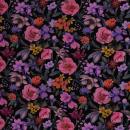 Baumwolljersey Elias-Blumen auf schwarz